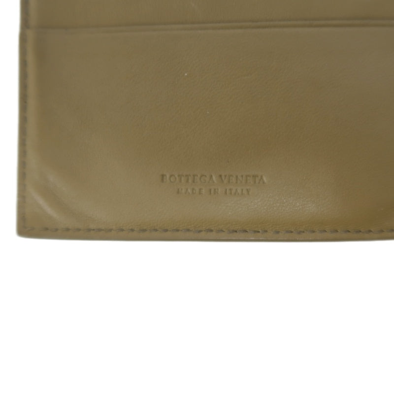BOTTEGA VENETA Intrecciato Weave Bifold Wallet Leather Beige Brown
