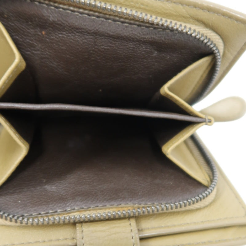 BOTTEGA VENETA Intrecciato Weave Bifold Wallet Leather Beige Brown