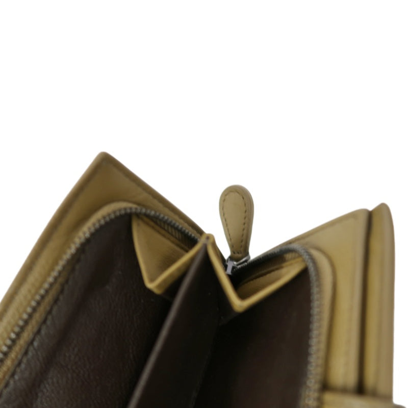 BOTTEGA VENETA Intrecciato Weave Bifold Wallet Leather Beige Brown