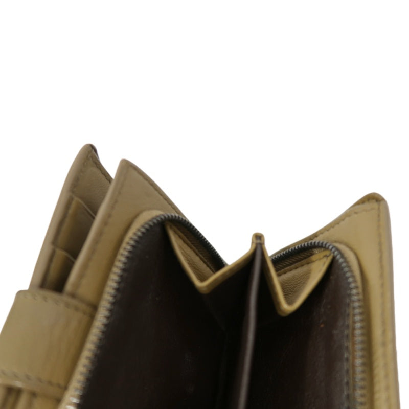 BOTTEGA VENETA Intrecciato Weave Bifold Wallet Leather Beige Brown
