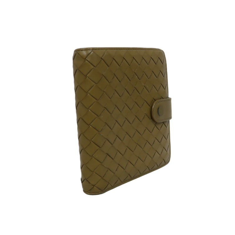 BOTTEGA VENETA Intrecciato Weave Bifold Wallet Leather Beige Brown