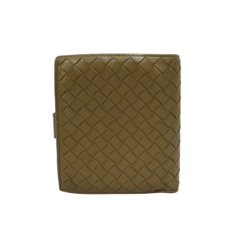 BOTTEGA VENETA Intrecciato Weave Bifold Wallet Leather Beige Brown