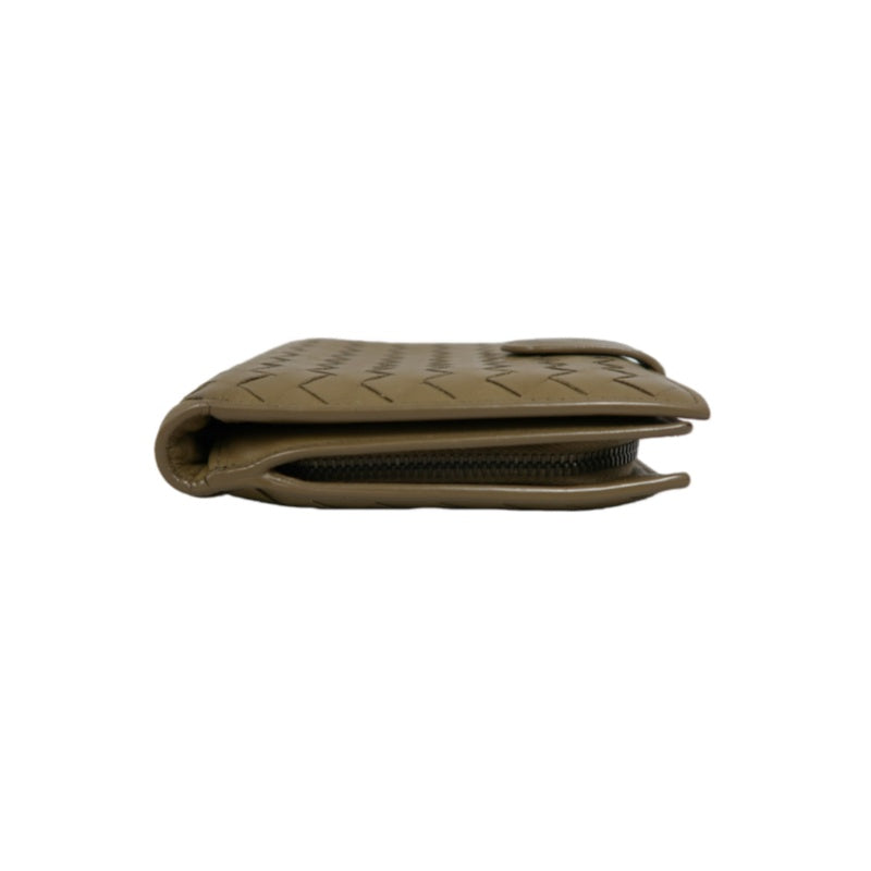 BOTTEGA VENETA Intrecciato Weave Bifold Wallet Leather Beige Brown