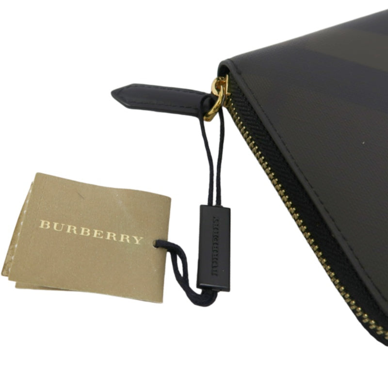 BURBERRY, Burberry, long wallet, brown, brown checkered PVC long wallet