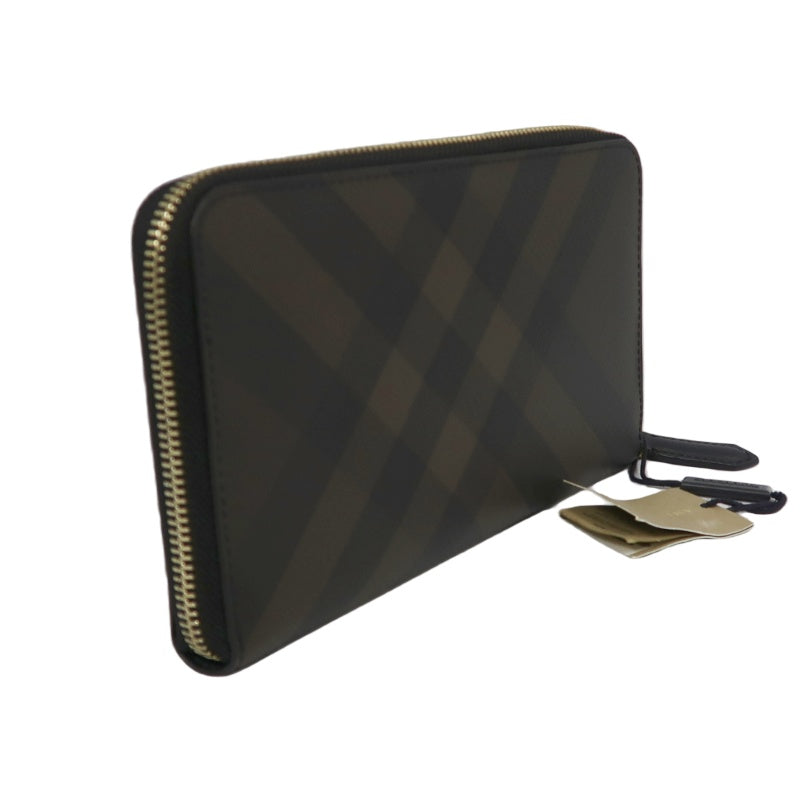 BURBERRY, Burberry, long wallet, brown, brown checkered PVC long wallet
