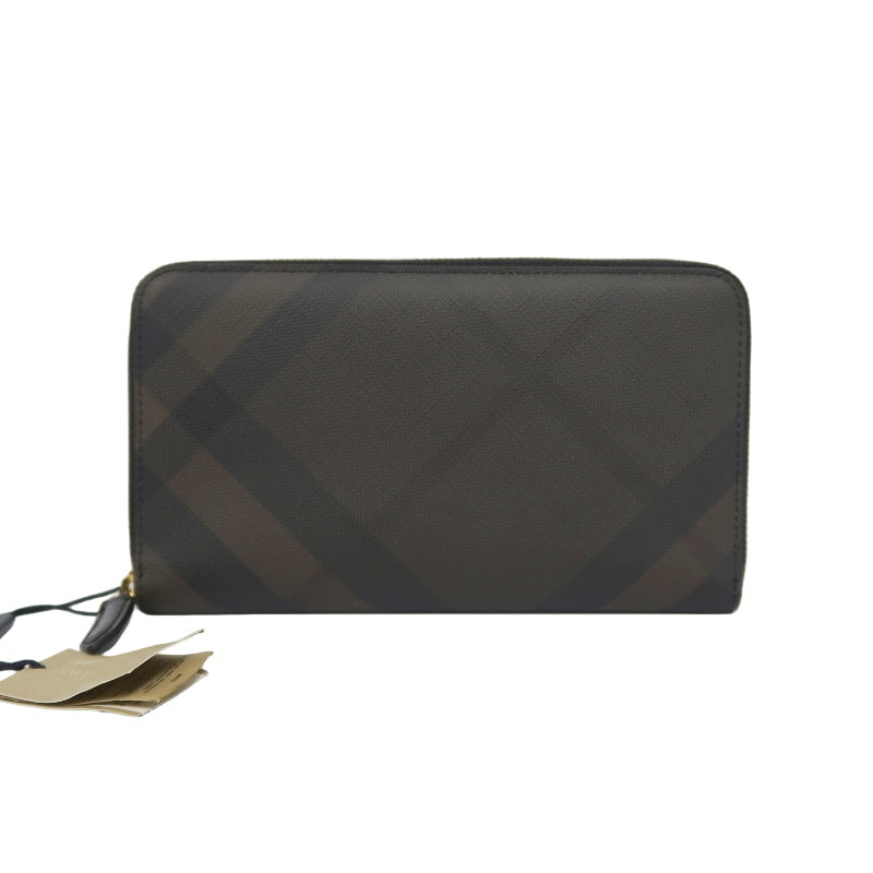 BURBERRY, Burberry, long wallet, brown, brown checkered PVC long wallet
