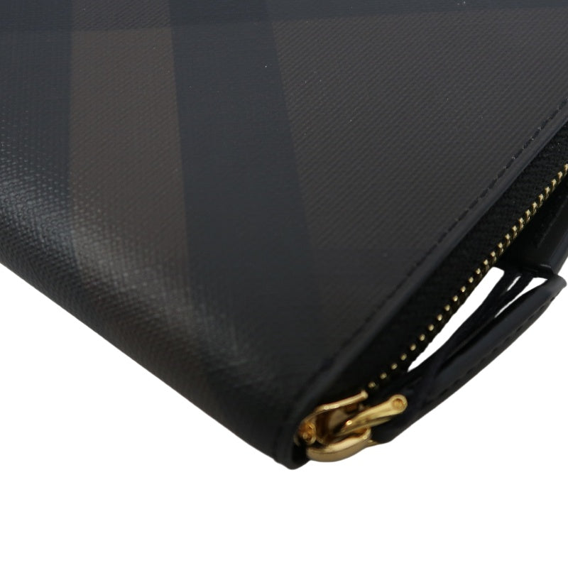 BURBERRY, Burberry, long wallet, brown, brown checkered PVC long wallet