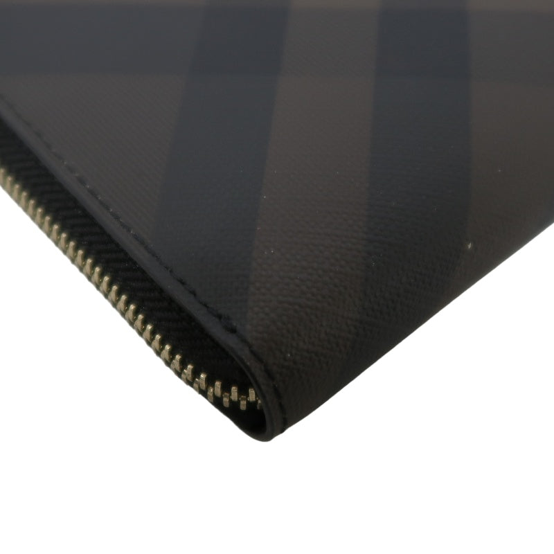 BURBERRY, Burberry, long wallet, brown, brown checkered PVC long wallet