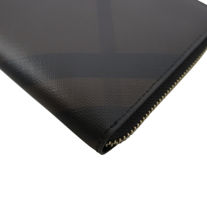 BURBERRY, Burberry, long wallet, brown, brown checkered PVC long wallet