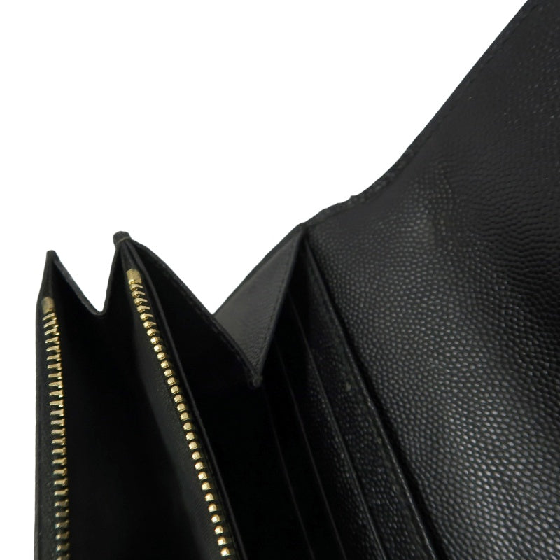 YSL, Saint Laurent, long wallet, leather, black, cowhide