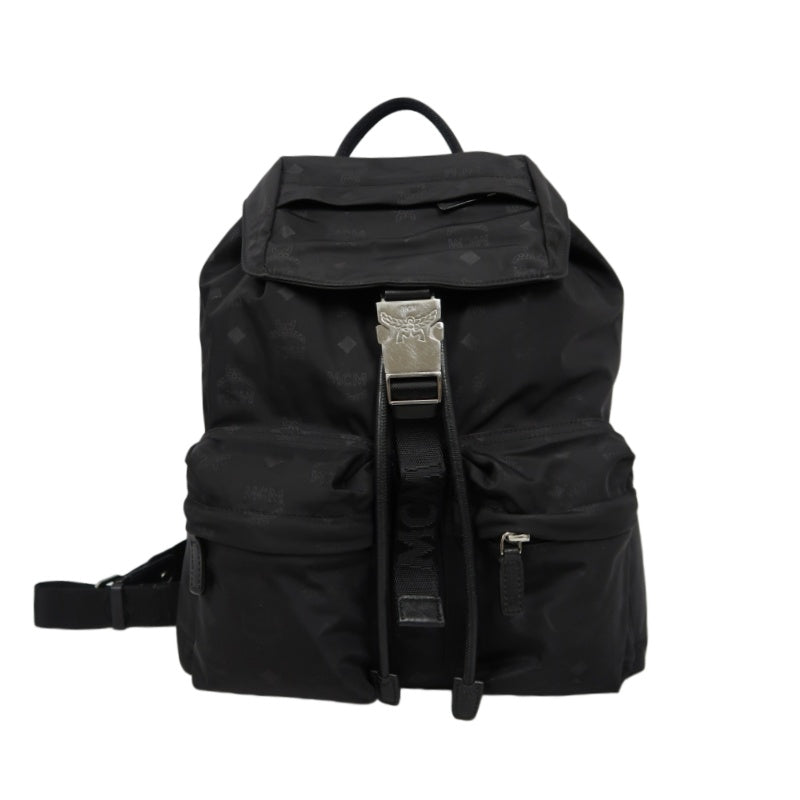 MCM Backpack, Nylon, Black, Printed Pattern