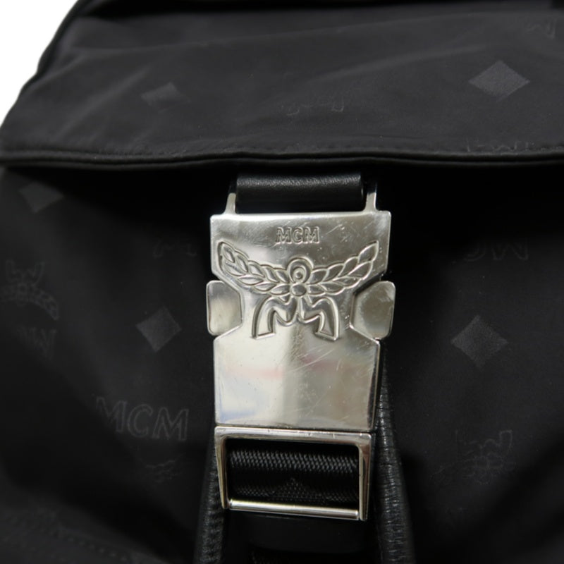 MCM Backpack, Nylon, Black, Printed Pattern