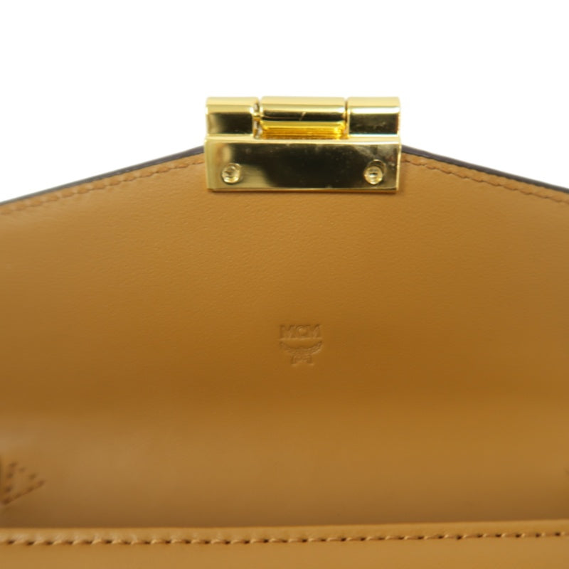 MCM WOC, Brown, Gold Hardware, Yellow Monogram PVC Crossbody Bag
