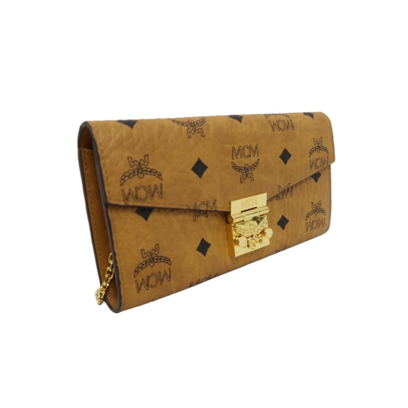 MCM WOC, Brown, Gold Hardware, Yellow Monogram PVC Crossbody Bag