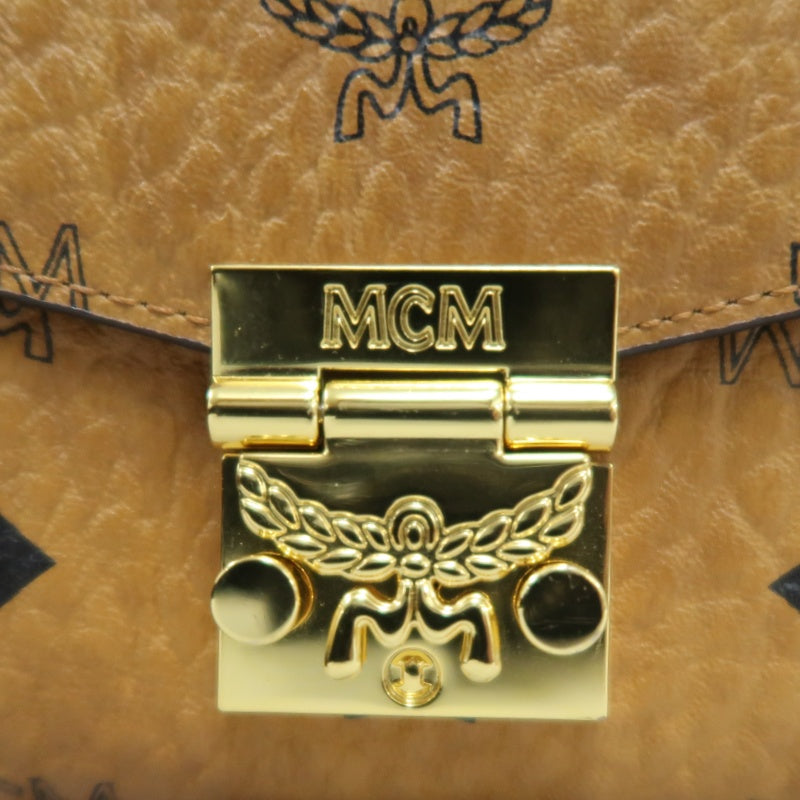 MCM WOC, Brown, Gold Hardware, Yellow Monogram PVC Crossbody Bag