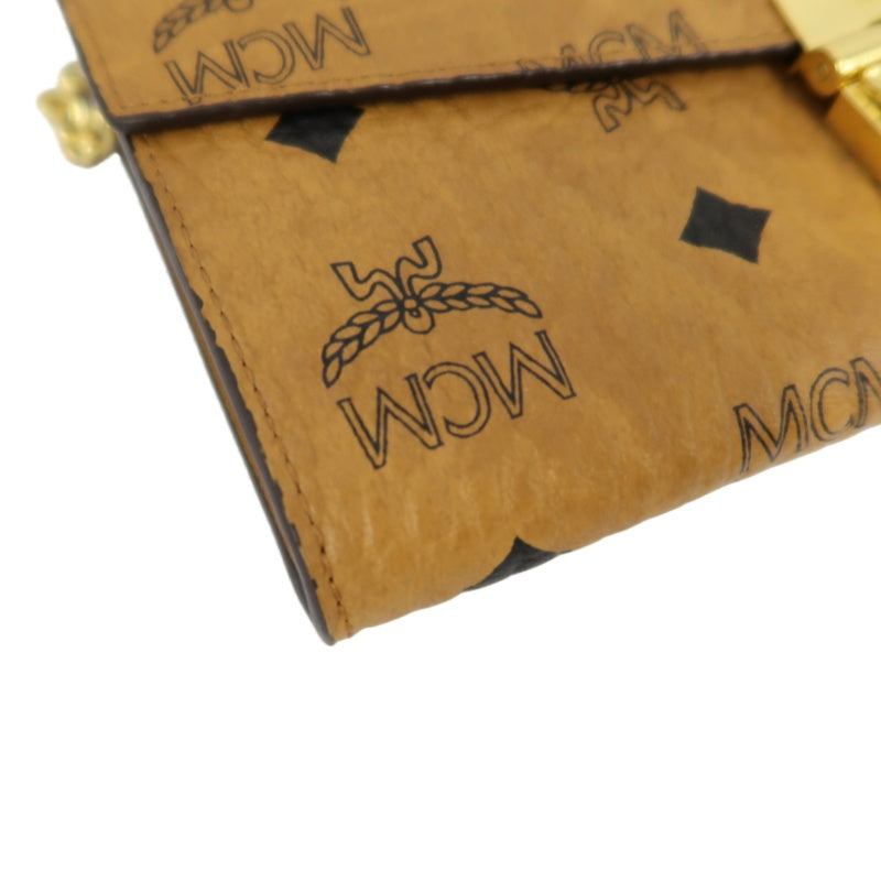 MCM WOC, Brown, Gold Hardware, Yellow Monogram PVC Crossbody Bag