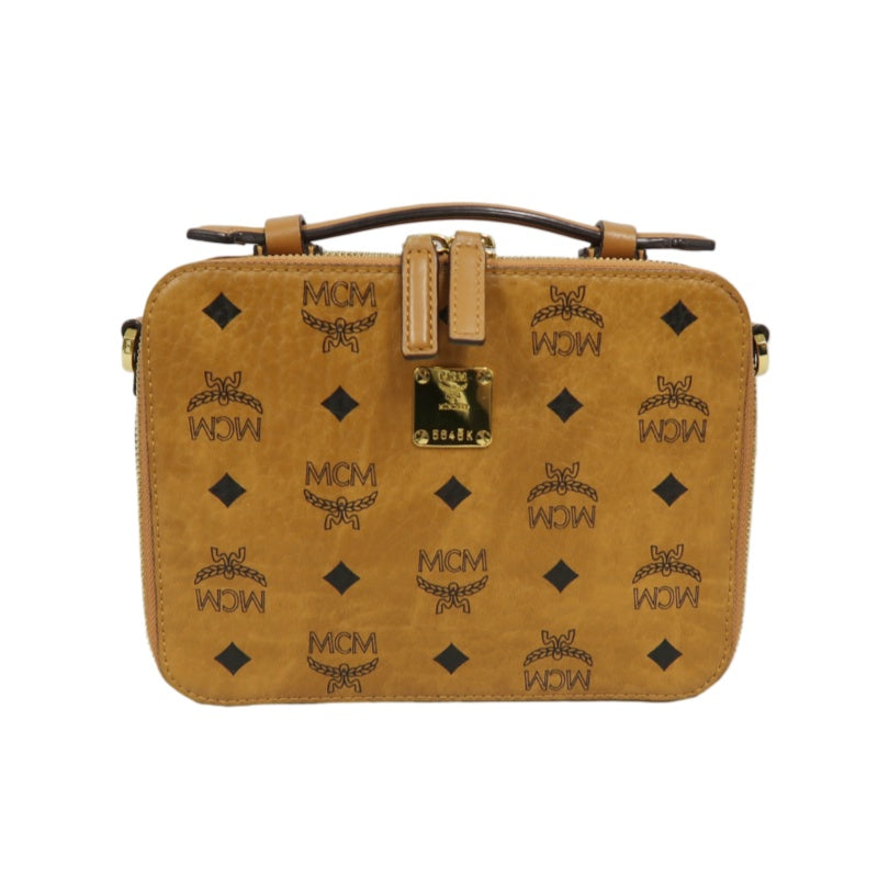 MCM Handbag, Brown & Yellow Monogram PVC, Top Handle Bag