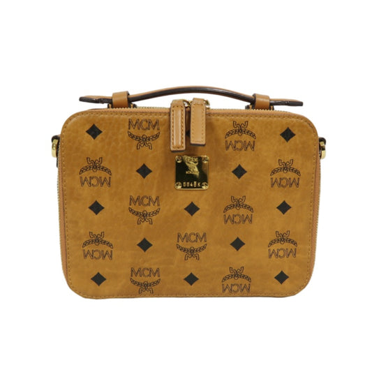 MCM Handbag, Brown & Yellow Monogram PVC, Top Handle Bag