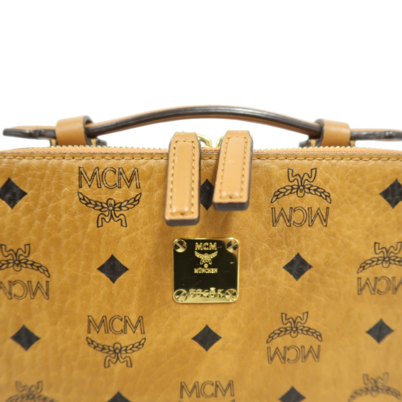MCM Handbag, Brown & Yellow Monogram PVC, Top Handle Bag