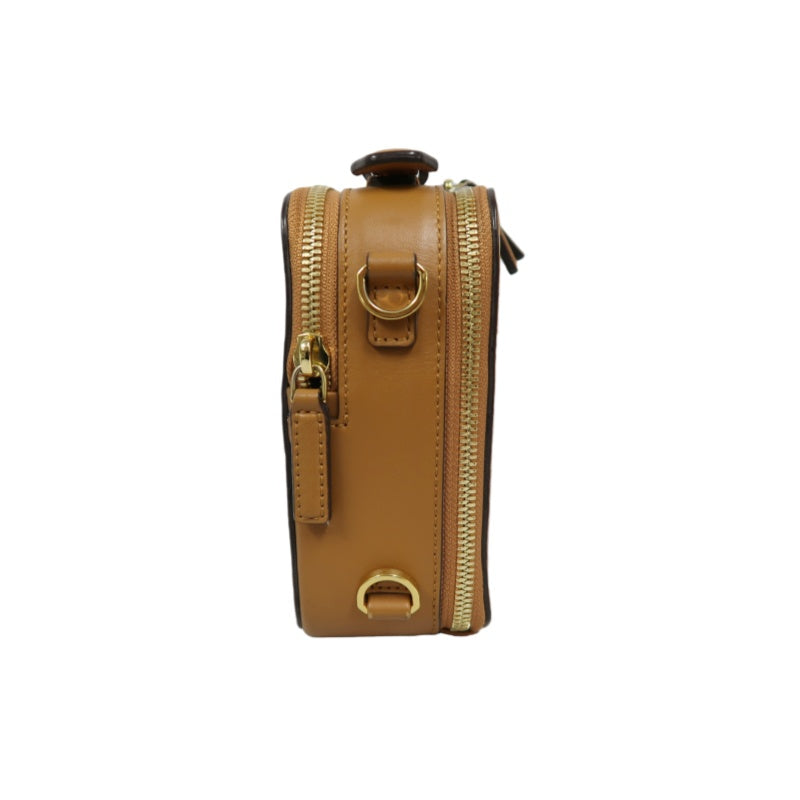 MCM Handbag, Brown & Yellow Monogram PVC, Top Handle Bag