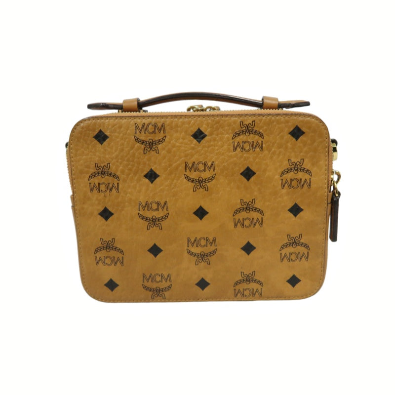MCM Handbag, Brown & Yellow Monogram PVC, Top Handle Bag