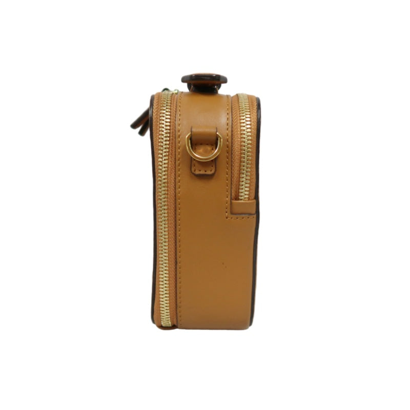 MCM Handbag, Brown & Yellow Monogram PVC, Top Handle Bag