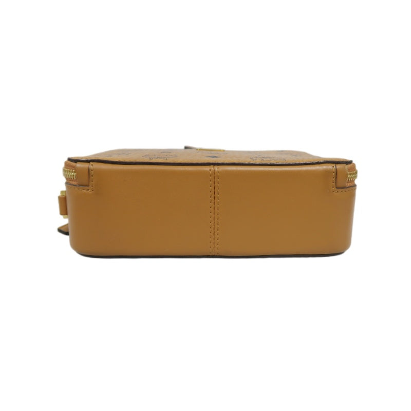 MCM Handbag, Brown & Yellow Monogram PVC, Top Handle Bag