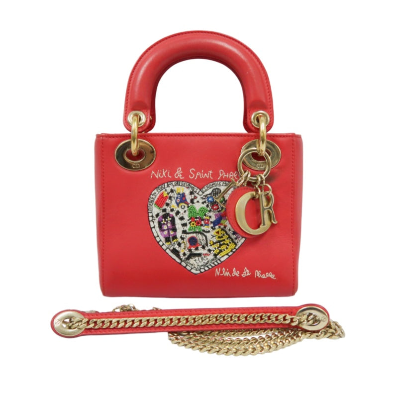 DIOR Heart Lady Dior, Niki de Saint Phalle Collaboration Handbag, Red, with Shoulder Strap, Red PVC Heart, Lady Dior Handbag and Crossbody Bag