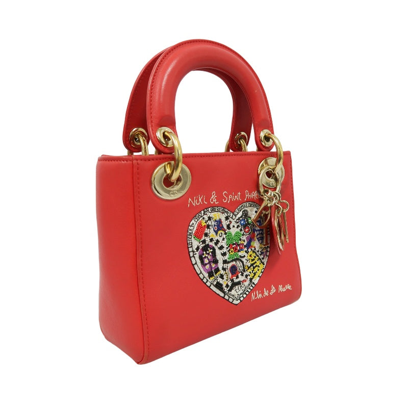 DIOR Heart Lady Dior, Niki de Saint Phalle Collaboration Handbag, Red, with Shoulder Strap, Red PVC Heart, Lady Dior Handbag and Crossbody Bag