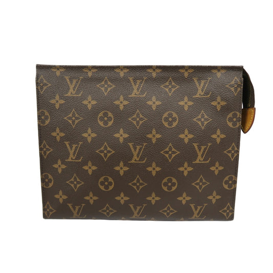 LOUIS VUITTON Poche Toilette, Second Bag / Pouch, Damier Ebene, Brown, LV Damier PVC Cosmetic Pouch, Clutch Bag