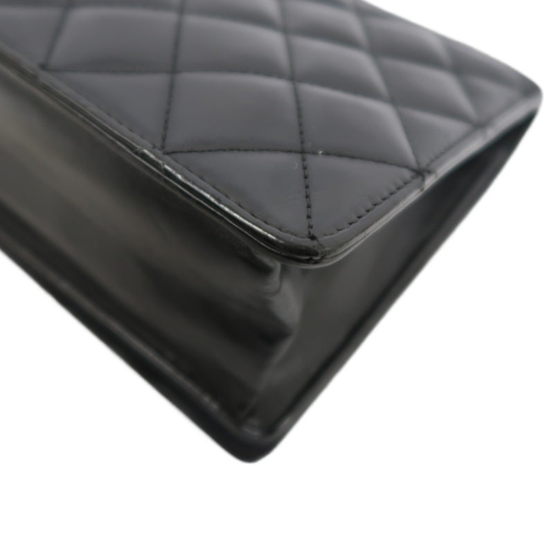 CHANEL Matelasse Flap Shoulder Bag Lambskin Black Silver Hardware