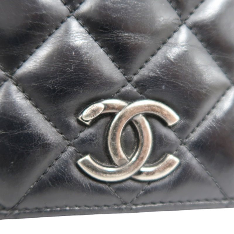 CHANEL Matelasse Flap Shoulder Bag Lambskin Black Silver Hardware