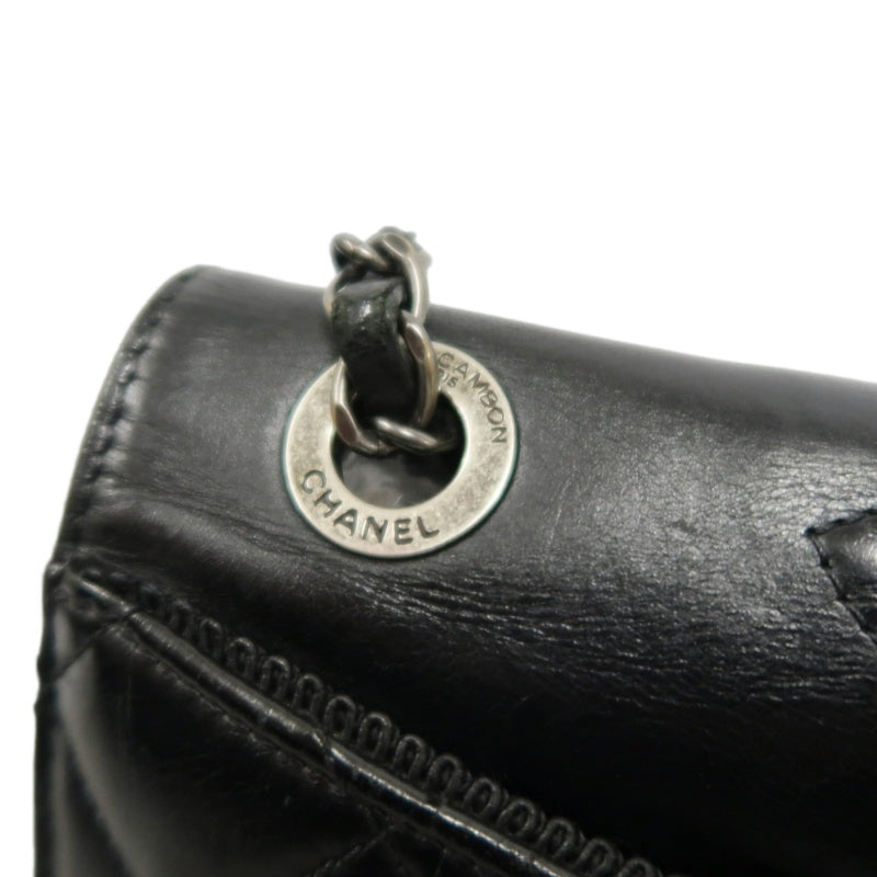 CHANEL Matelasse Flap Shoulder Bag Lambskin Black Silver Hardware