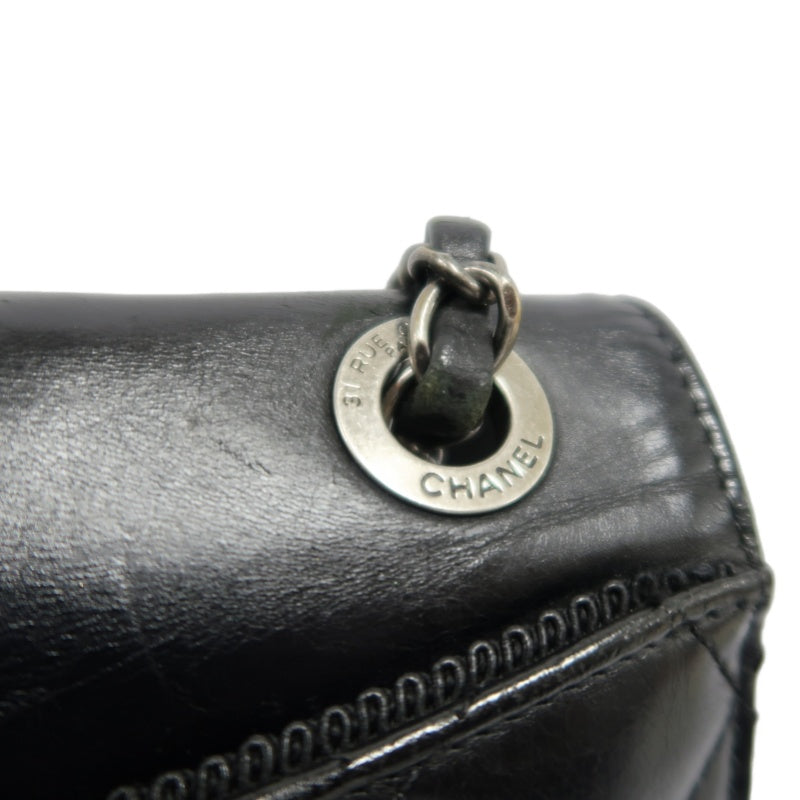 CHANEL Matelasse Flap Shoulder Bag Lambskin Black Silver Hardware