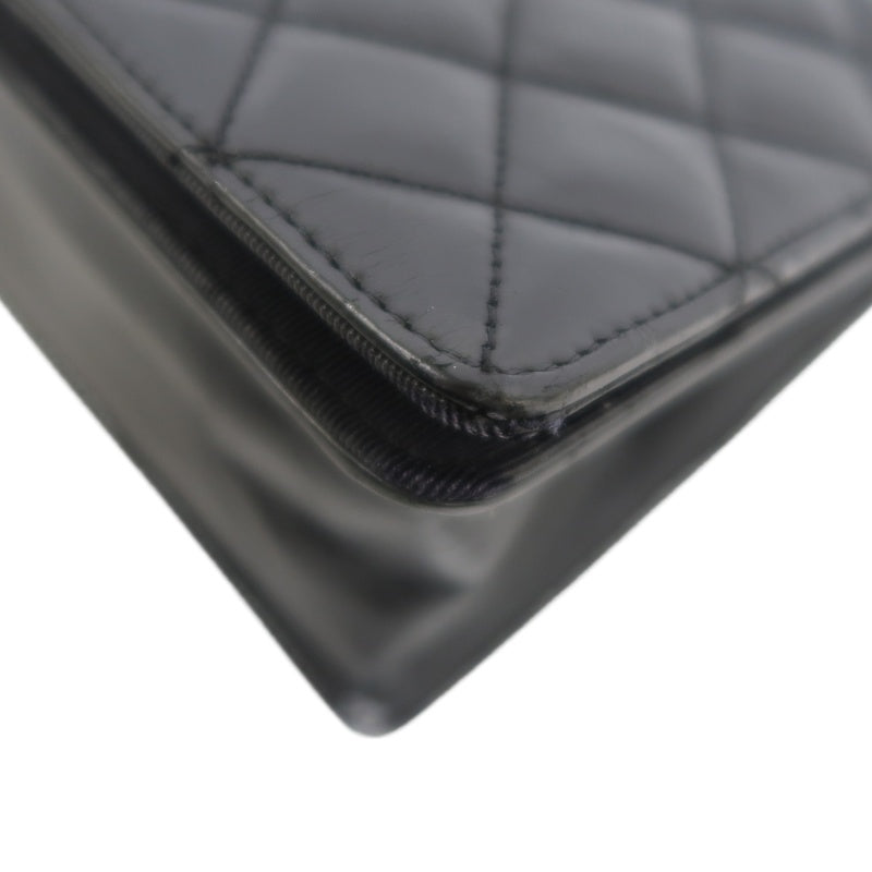 CHANEL Matelasse Flap Shoulder Bag Lambskin Black Silver Hardware