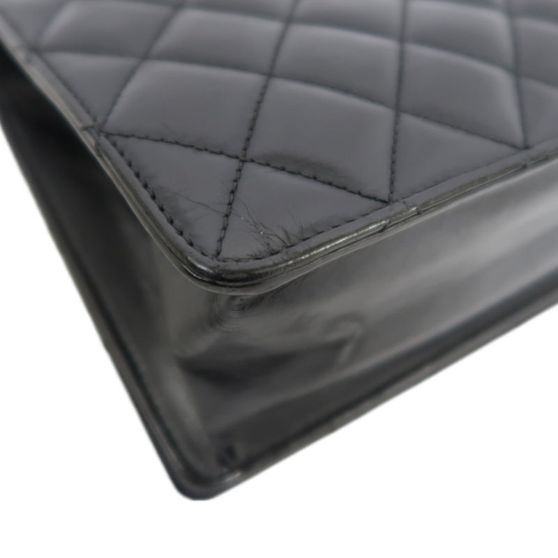 CHANEL Matelasse Flap Shoulder Bag Lambskin Black Silver Hardware