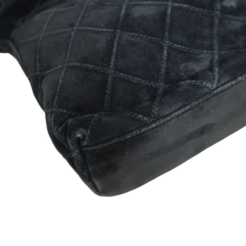 CHANEL Wild Stitch Flap Shoulder Bag Suede Black Silver Hardware