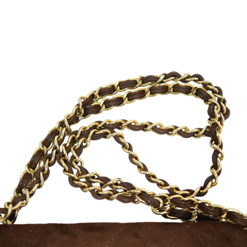 CHANEL Coco Mark Chain Shoulder Bag Brown Suede with Gold Hardware, Includes Guarantee Card