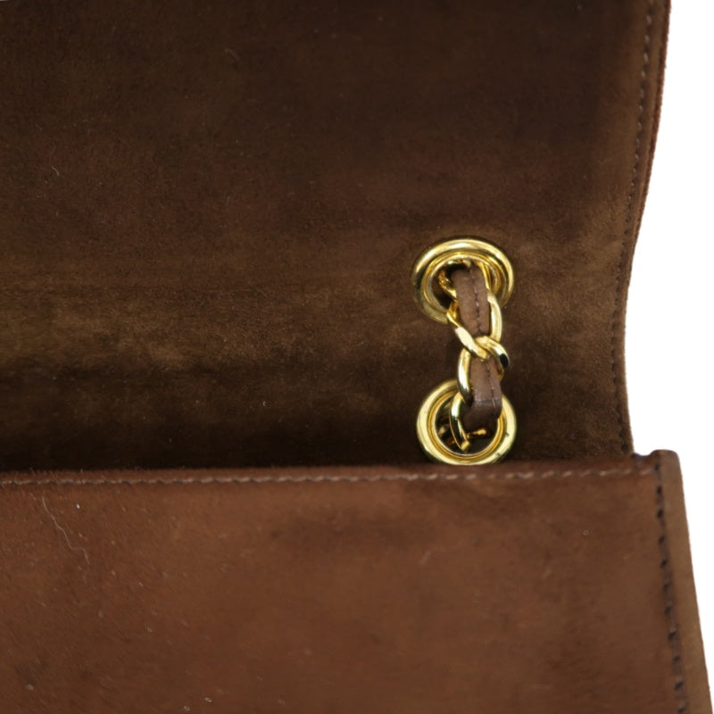 CHANEL Coco Mark Chain Shoulder Bag Brown Suede with Gold Hardware, Includes Guarantee Card