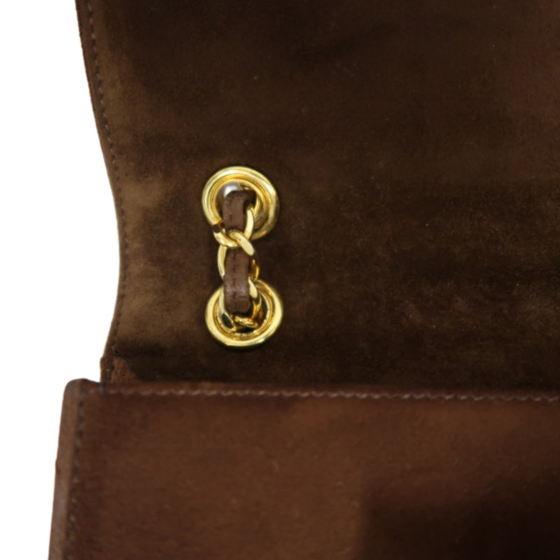 CHANEL Coco Mark Chain Shoulder Bag Brown Suede with Gold Hardware, Includes Guarantee Card