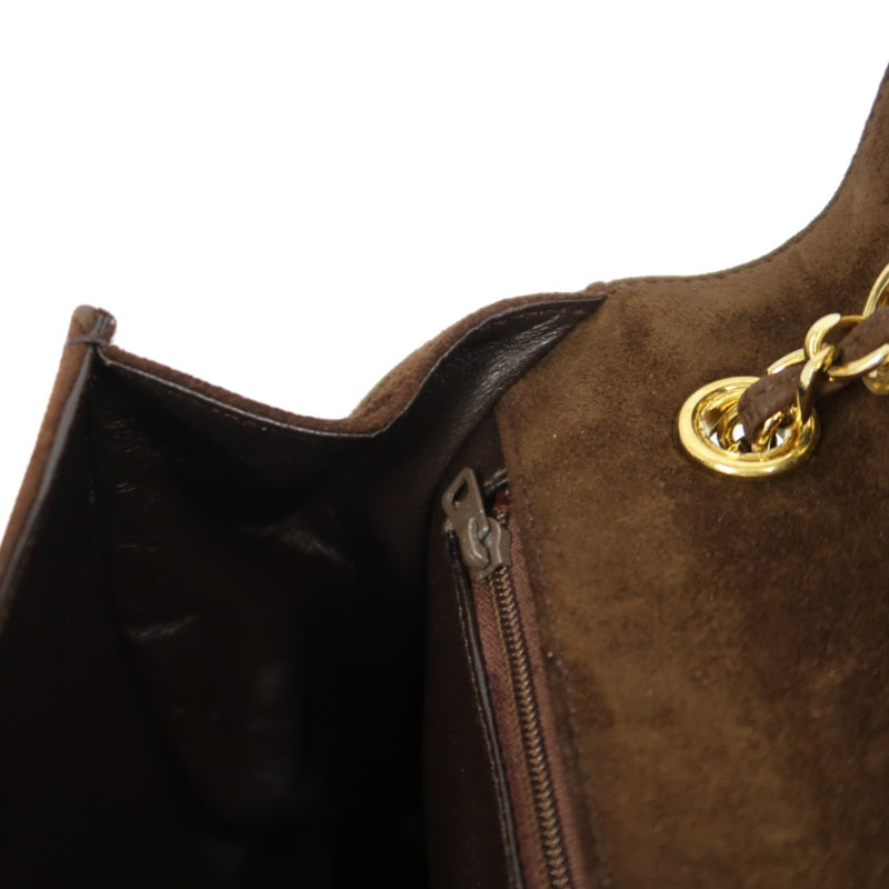 CHANEL Coco Mark Chain Shoulder Bag Brown Suede with Gold Hardware, Includes Guarantee Card