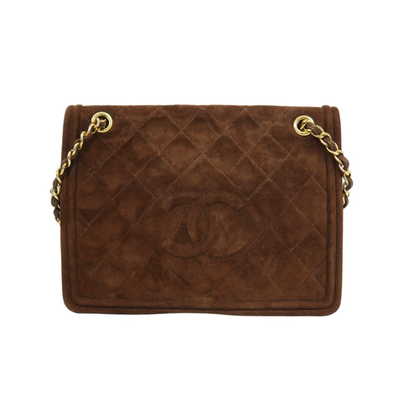 CHANEL Coco Mark Chain Shoulder Bag Brown Suede with Gold Hardware, Includes Guarantee Card