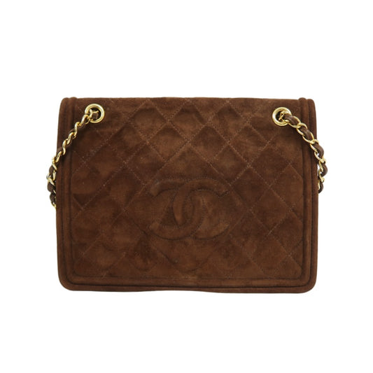 CHANEL Coco Mark Chain Shoulder Bag Brown Suede with Gold Hardware, Includes Guarantee Card