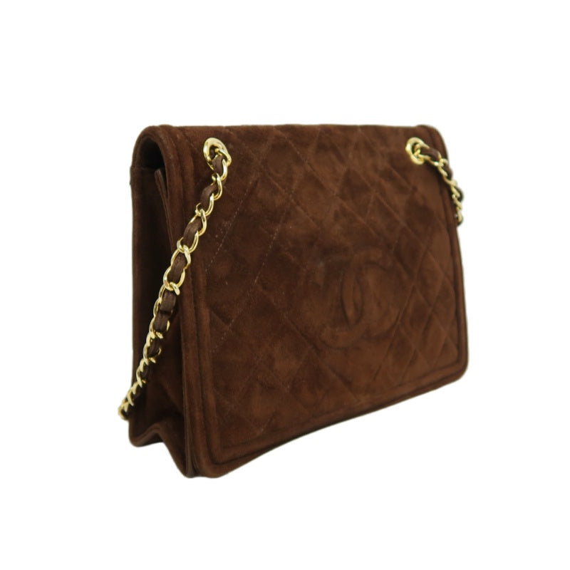 CHANEL Coco Mark Chain Shoulder Bag Brown Suede with Gold Hardware, Includes Guarantee Card