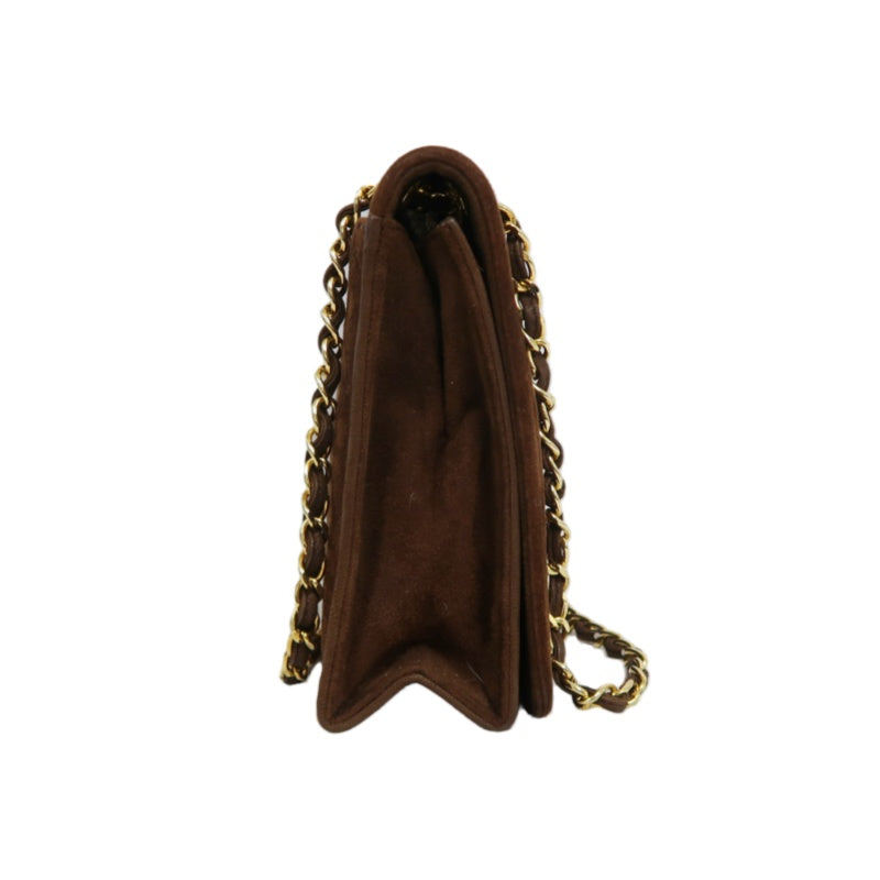 CHANEL Coco Mark Chain Shoulder Bag Brown Suede with Gold Hardware, Includes Guarantee Card