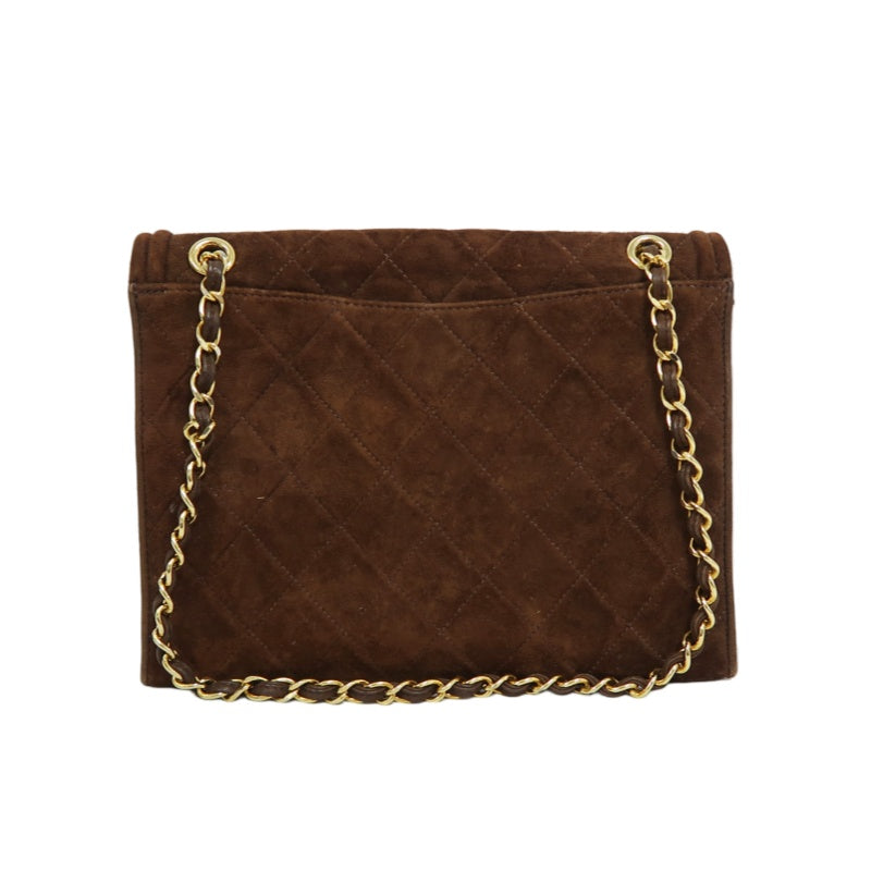 CHANEL Coco Mark Chain Shoulder Bag Brown Suede with Gold Hardware, Includes Guarantee Card