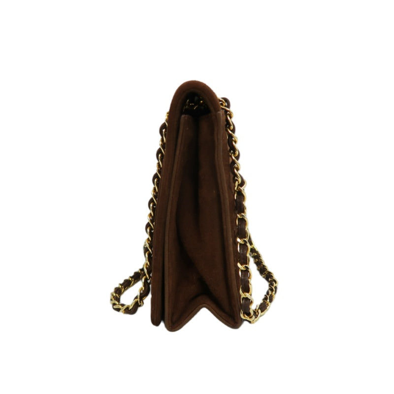 CHANEL Coco Mark Chain Shoulder Bag Brown Suede with Gold Hardware, Includes Guarantee Card