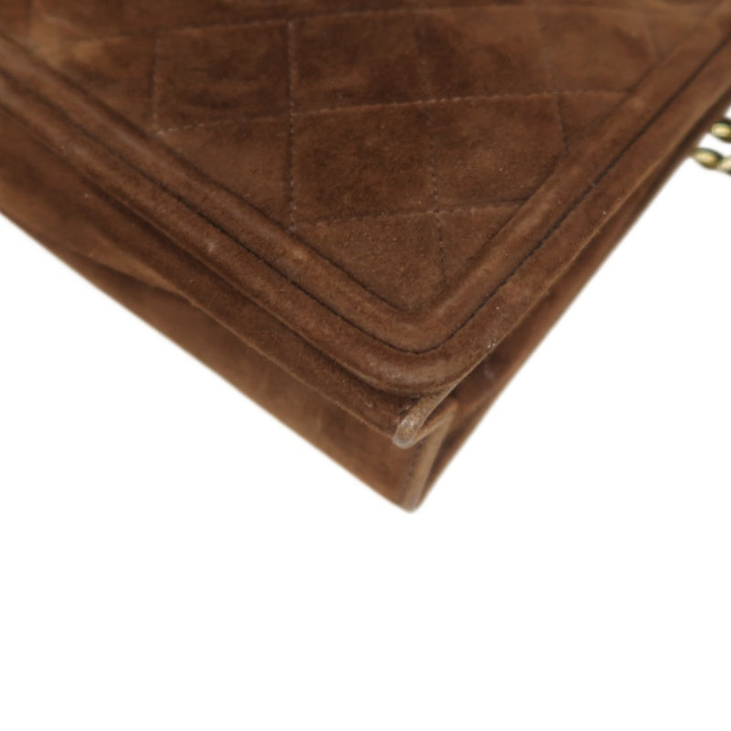 CHANEL Coco Mark Chain Shoulder Bag Brown Suede with Gold Hardware, Includes Guarantee Card