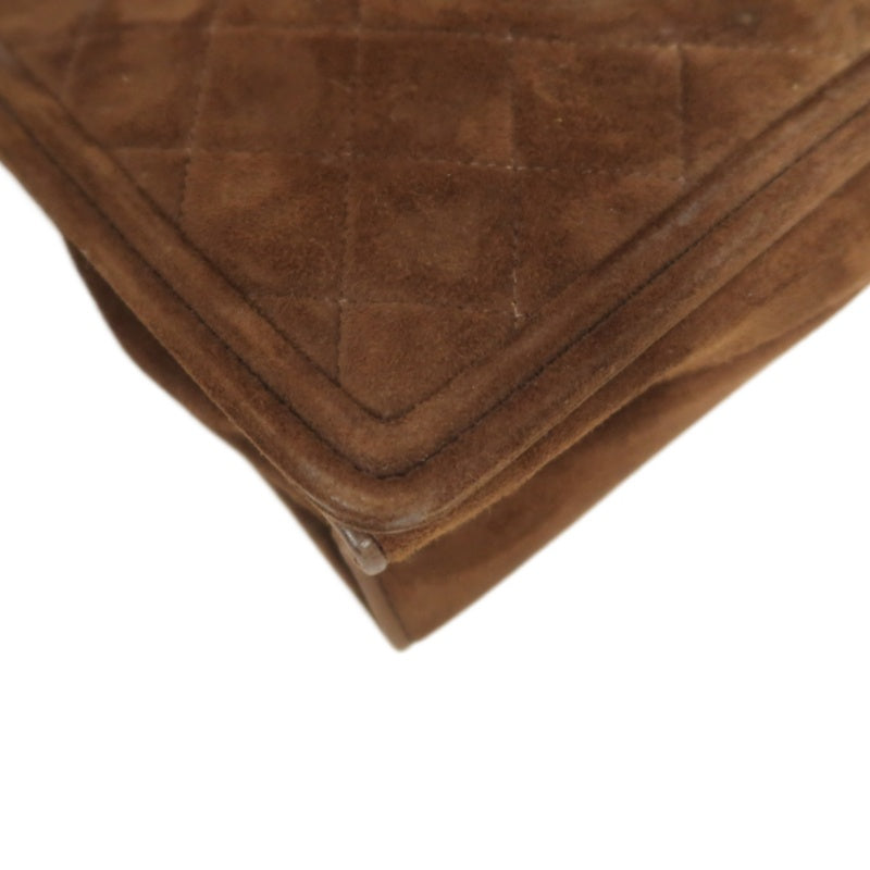 CHANEL Coco Mark Chain Shoulder Bag Brown Suede with Gold Hardware, Includes Guarantee Card