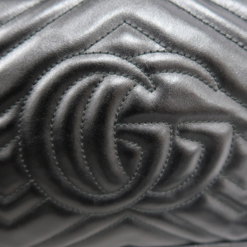 GUCCI GG Marmont Shoulder Bag, Black Leather with Gold Hardware